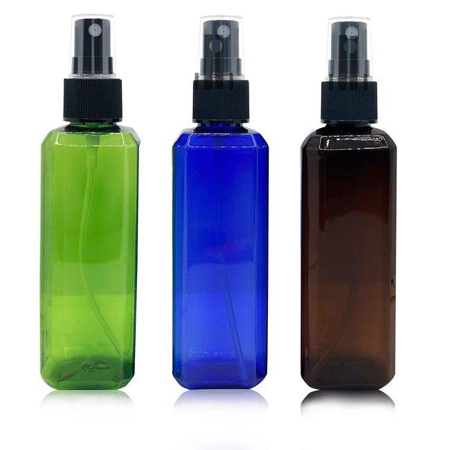 KKONHII 3Pcs Shoulder Bottle Transparent Square Plastic Cosmetics Spray Bottle DIY Homemade 3oz Fine Mist Face Spray Bottle Storage Water Bottle for Easy Carry（100ml）