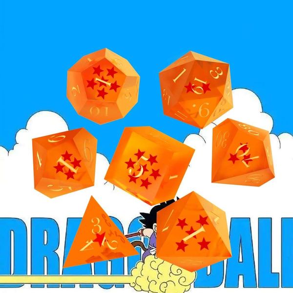 ONUTLI Dragon Stars DND Dice,7Pcs Sharp Edge Resin Dungeons and Dragons Polyhedral Role Playing Gaming Dice D&D Dice Role Playing Game D and D Dice Set D20 D12 D10 D8 D6 D4 (Orange)