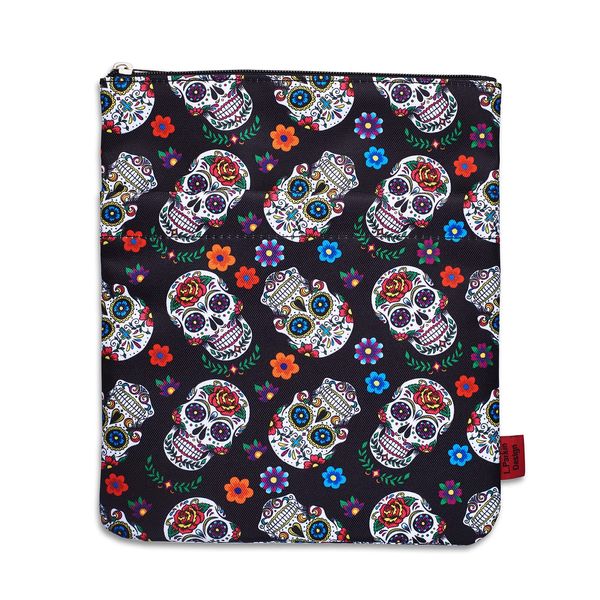 Sugar Skull Book Sleeve, Dia De Los Muertos Skull Gifts Day of The Dead Book Covers for Paperbacks, Book Sleeves with Zipper Protector 11 X 8.5 Inch