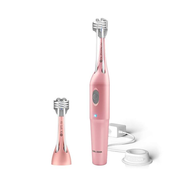 MEDIK COOLSSHA CS-0001PK Three-Way Simultaneous Electric Toothbrush, IPX7 Fully Waterproof, Pink