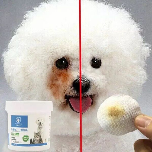 Dog Gunk Eye Tear Stain Remover Natural Pet Gentle Clean Wipes Stains New 130pc