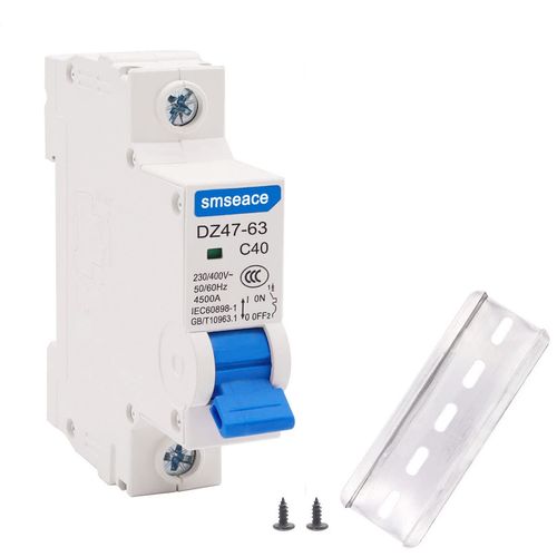smseace Miniature Circuit Breaker Low Voltage AC 40A 230/400V,1 Pole AC Disconnect Switch C40 DIN Rail Mount Used to Protect Circuit Equipment