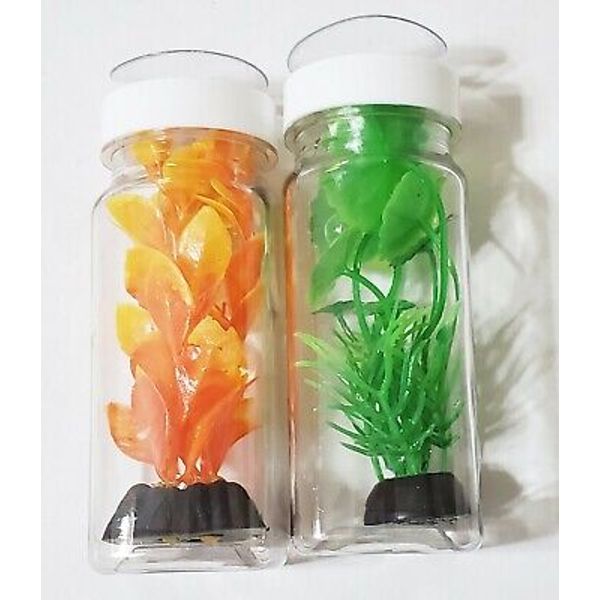 Aquarium Decor Plastic Plants Suction Cups 2 Large Bottles Turtles Platform Pets