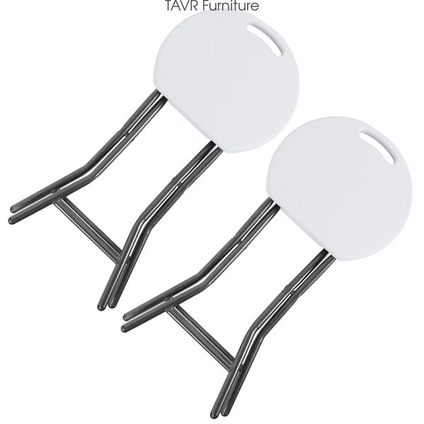 2-Pack Foldable Stool 18.1 inch Metal&Plastic Folding Stools 300lbs Capacity