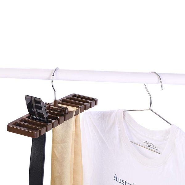 Belt Hanger, Tie Hanger, Belt Hanger, Tie Hook, Storage of 10, Non-Slip, (For Ties, Silk Scarves, Shirts, Belts, Trousers, Etc), Clean Your Closet, 3 Colors (Optional) (Brown)