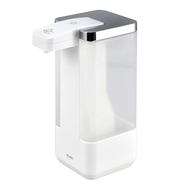 ELPA ESD-09AS Hand Soap Dispenser, White, Foam Type, 16.9 fl oz (500 ml) Tank, Automatic, Waterproof, Can Be Used Up To The Last, Just Remove The Lid And Pour