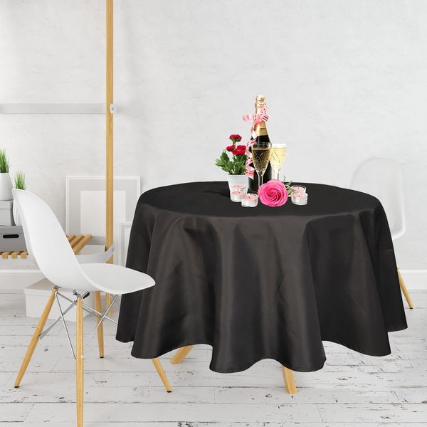 Covering All Occasions Tablecloth, 7, Polyester, Round - 90" - Black - 1pc