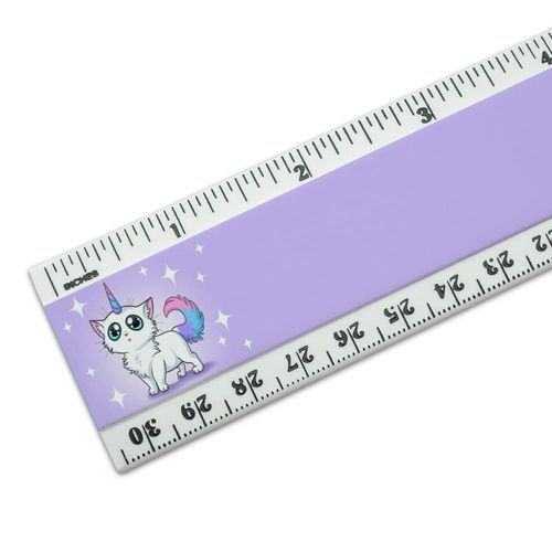 Personalized Custom 1 Line Cat Unicorn 12 Inch Standard and Metric Plastic Ruler