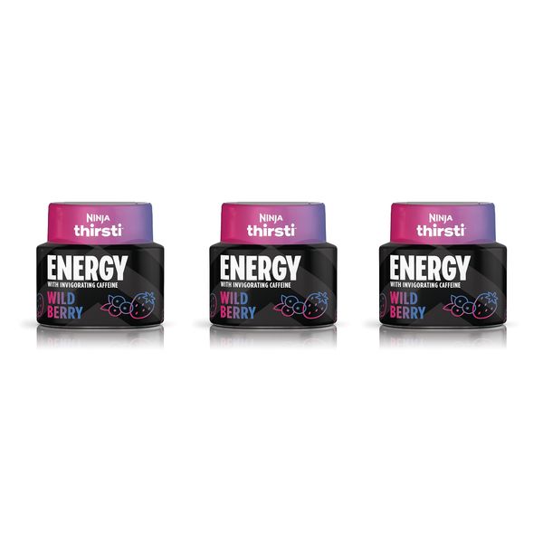 Ninja Thirsti Flavored Water Drops, ENERGY With Invigorating Caffeine, Wild Berry, Zero Calories, Zero Sugar, 2.07 Fl Oz, Makes 17, 12oz Drinks, 3 Pack, WCFWDBRAM