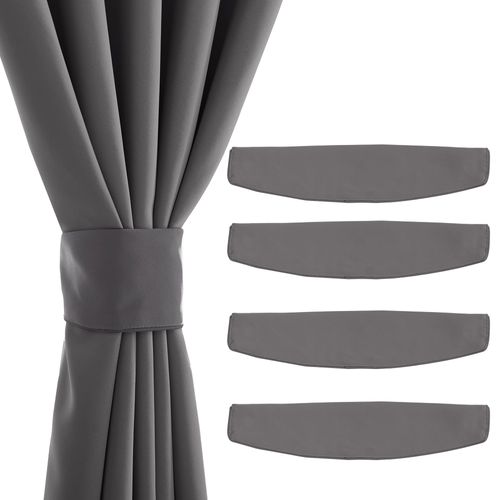 NICETOWN Strong Magnetic Curtain Tiebacks - Natural Decorative Curtain Ties Wide Straps Holdbacks for Modern Curtains (Grey, 18.5 X 4 Inches, Set of 4)