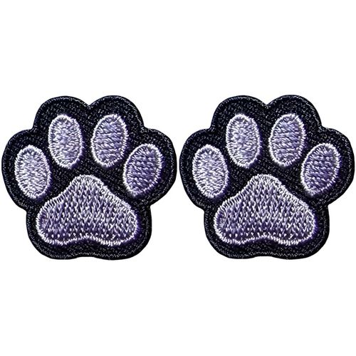 Papapatch Set 2 of Small Mini Tiny Cute Dog Cat Paw Animal Footprint Symbol Badge Cartoon Decal Decorative Repair Clothes Jacket Applique Sew Iron on Embroidered Patches - Black Grey (PAW-BKGY-MINI02)