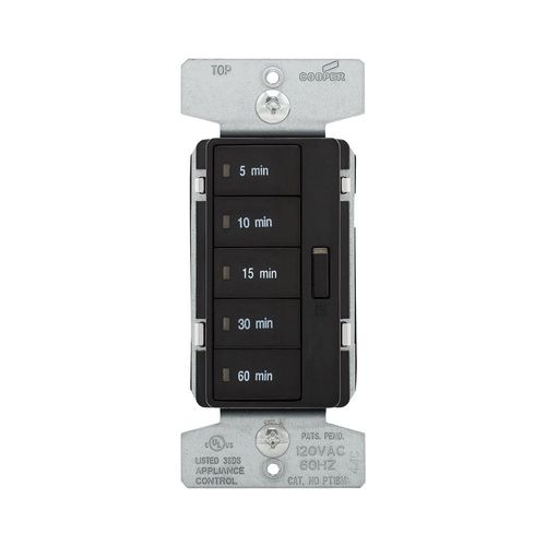 Eaton PT18M-BK 1800W 15 Amp 5-Button Minute Timer with Off Single-Pole, Black