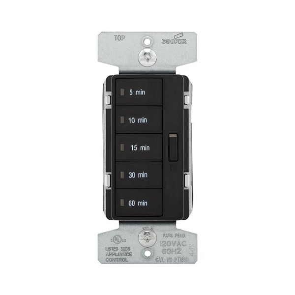 Eaton PT18M-BK 1800W 15 Amp 5-Button Minute Timer with Off Single-Pole, Black