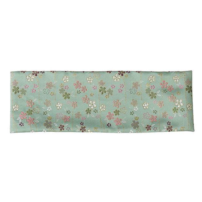 Buddhist Altar Pull Mat "Sakura Pattern" Flameproof Buddhist Altar Mat 15.4 x 5.1 inches (39 x 13 cm), L Size 004, Green