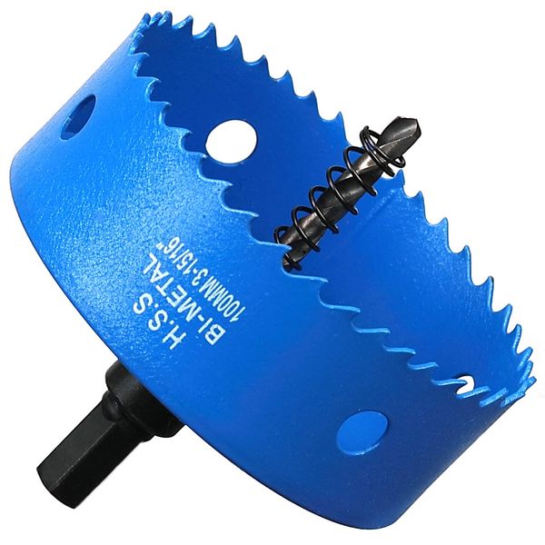 100mm HSS Bi-Metal Hole Saw, Table Vent Hole Cutter in 30mm Cutting Depth for Wood Boards, Thin Metal Sheet, Drywall and Plastic