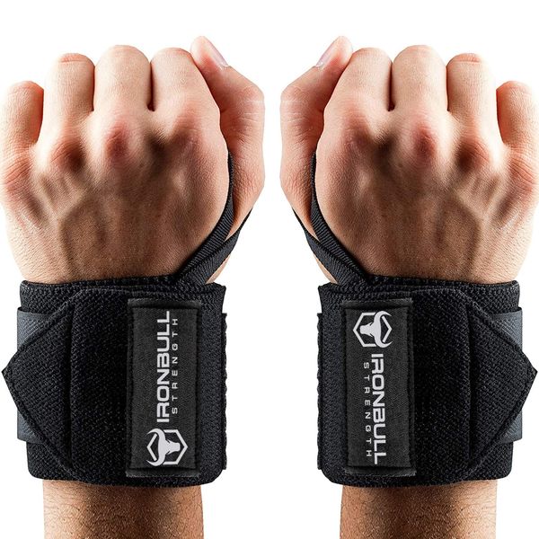 Wrist Wraps (18" Premium Quality) for Powerlifting, Bodybuilding, Weight Lifting - Wrist Support Braces for Weight Strength Training (Black)