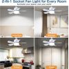 Socket Ceiling Fans with Lights and Remote- Socket Fan light with Dimmable Led L