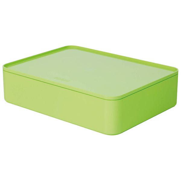 Han 1110-80 ALLISON SMART-ORGANIZER , functional, stackable utensil box with interior tray and lid, Lime Green