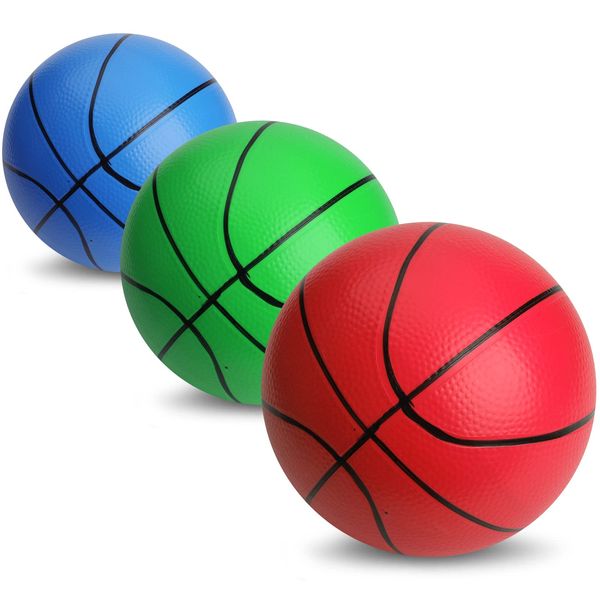 Mini Foam Basketball for Mini Basketball Hoop, 5" Squeeze Pu Balls for Over The Door Basketball Hoop, Replacement Balls for Kids Adults, Beach Indoor Outdoor Sport Game Gift Set 3 PCS (Rainbow)