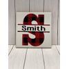 Personalized Split Monogram - Buffalo Plaid - Set of 4 - Tile Coasters - Gift Present for Wedding