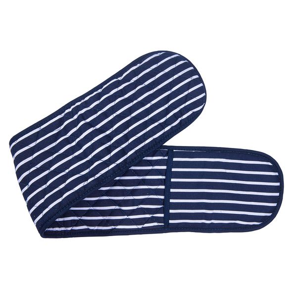 ZIMEL HOMES-Butcher Stripe Double Oven Gloves, Durable Cotton With Heat-resistant Lining Quilted Cooking Pot Holder Heat Resistant (Blue/white) One Size Fits All