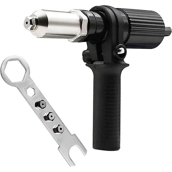 Rivet Gun Adapter with Removable Plastic Handle, Electric Rivet Gun Head, Cordless Riveting Drill Tool Accessories