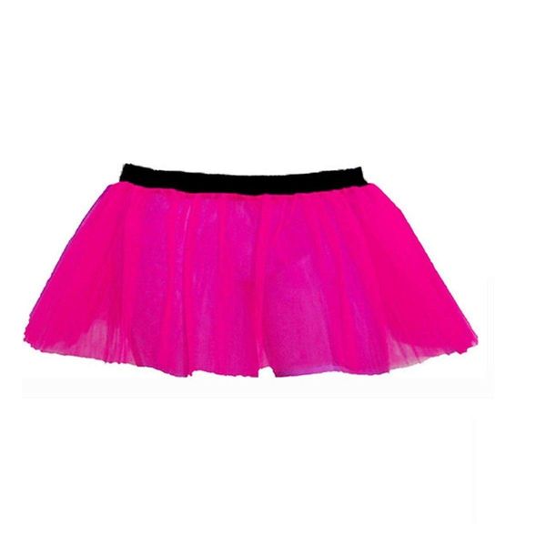 Gizelle Fancy Dress Ladies Neon Tutu Skirt 80s Two Layers Party Outfit Hen Party Running Costume 1980s (Pink)