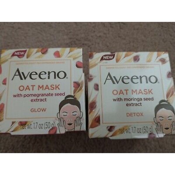 (2) Aveeno Oat Mask 1.7 oz with pomegranate seed extract / moringa seed extract