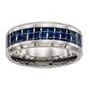 Chisel Titanium Polished W/Blue Carbon Fiber Ring Size 7