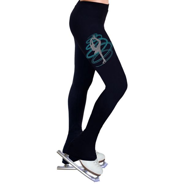 NY2 SPORTSWEAR Figure Skating Practice Pants with Rhinestones R254 (Child Extra Extra Small) Black