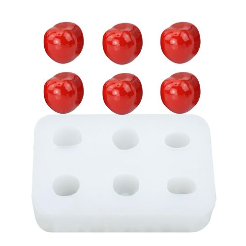 Liobelon 6 Cavity Cherry Silicone Mold, Artificial Fruit Silicone Mold Cherry-Shaped Chocolate Mould, 3d Simulation Cherry Fondant Molds, Christmas Candle Mold Cake Decorating Tool