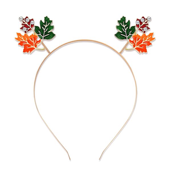 NVENF Thanksgiving Headband Autumn Fall Hairbands for Women Turkey Maple Leaf Pumpkin Hair Hoop Thanksgiving Party Favors Hair Accessory Gifts (Maple Leaf)