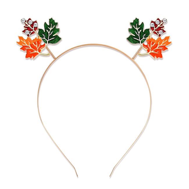 NVENF Thanksgiving Headband Autumn Fall Hairbands for Women Turkey Maple Leaf Pumpkin Hair Hoop Thanksgiving Party Favors Hair Accessory Gifts (Maple Leaf)