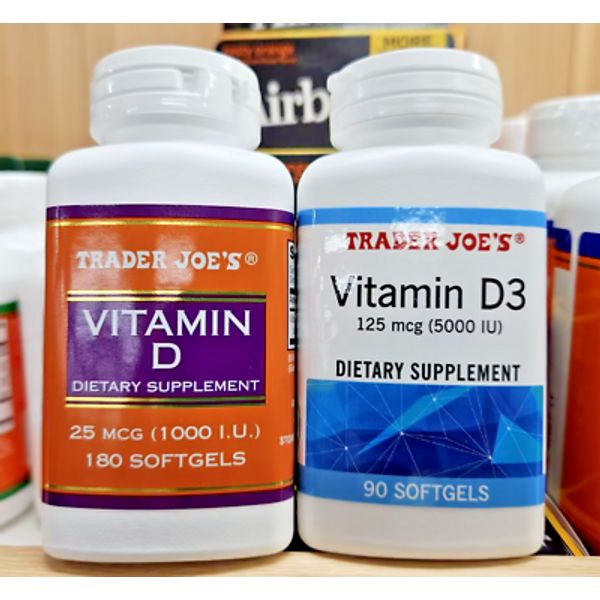 Trader Joe's Vitamin D 25 mcg 1000iu & Vitamin D3 125 mcg 5000iu (2 Bottles)