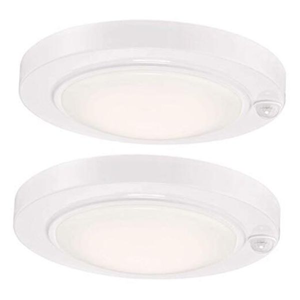 LED Motion Sensor Flush Mount Ceiling Lighting Fixture, 8.7 White Finish-5000k