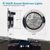 Partsam 2PCS 12 LED White 4" Round Backup Reverse Lights Marker w/Stainless Rings Sealed