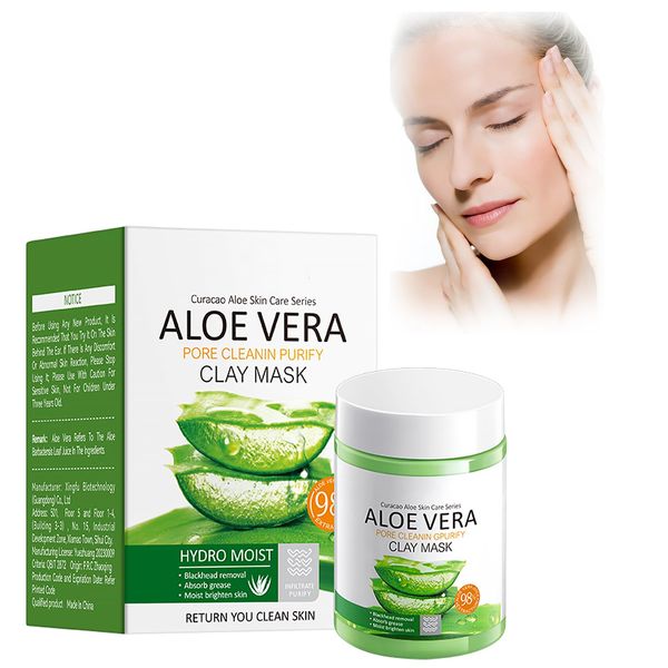 Schlammmasken Für Das Gesicht, Aloe Vera Mud Face Mask, Tief Reinigende Gesichtsmaske, Ölkontrolle Schlammmaske, Aloe Vera Feuchtigkeitsmaske, Zur Tiefenreinigung Und Verkleinerung Der Poren, 100g