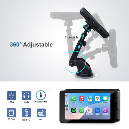Wireless Car Stereo Compatable with Apple CarPlay and Android Auto, 7-inch Touch Screen in Car FM Transmission, with 5.0 Bluetooth Hands-Free/Mirrored Projection/Portable Car Stereo for All Vehicles