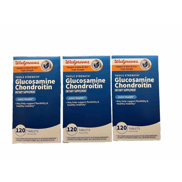 3x Walgreens Glucosamine Chondroitin Triple Strength Joint Health 360 Total