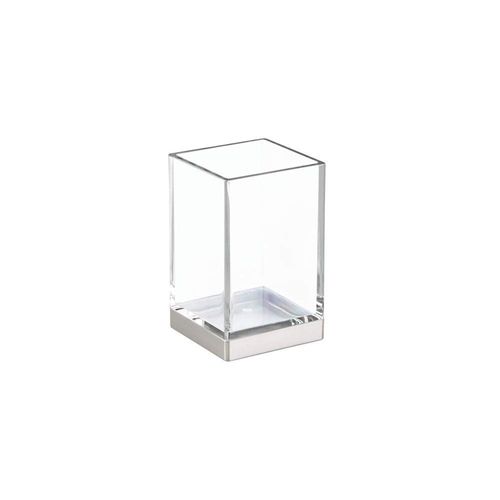 iDesign Tumbler Cup, The Clarity Collection – 2.5” x 2.5” x 4”, Clear and Brushed Nickel