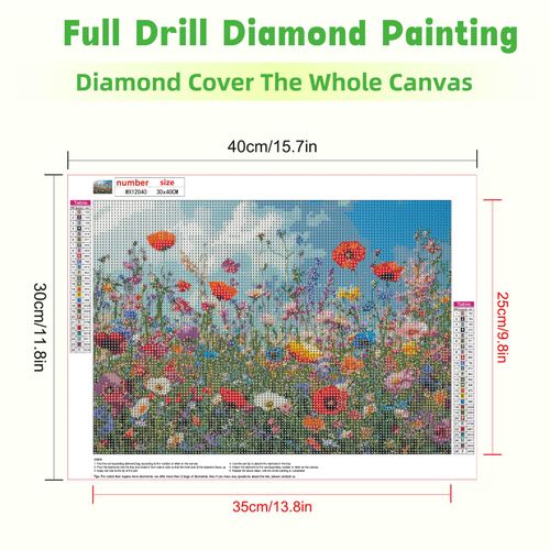 RICUVED Diamond Art Kits for Adults, 5D Diamond Painting Kits for Beginners, Full Drill Diamond Art Diamond Gem Flowers Diamond Painting Kits Arts Craft for Home Wall Decor 12x16Inch