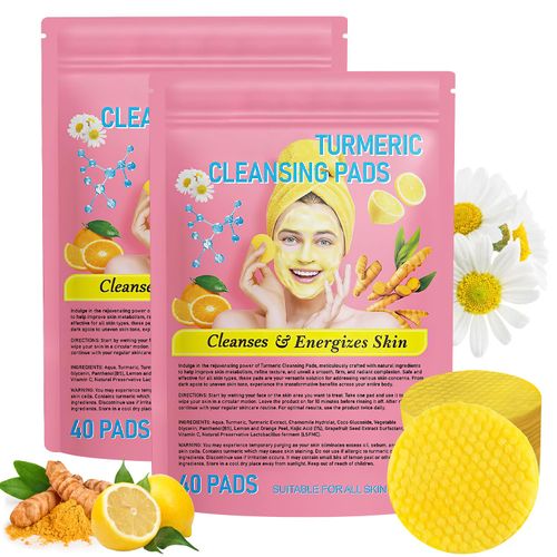 2Pack Turmeric Cleansing Pads, Turmeric Cleansing Pads Helps Balance Skin Oil And Water, Remove Excess Keratin From The Body'S Skin,Turmeric Cleansing Pads for Face & Body(80PCS)…