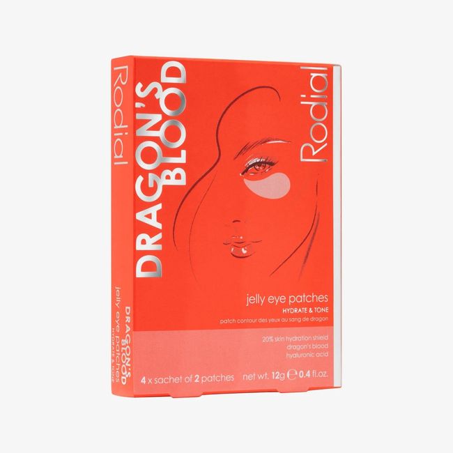 Rodial Dragon's Blood Jelly Eye Patches (Box of 4 Sachets), Elisticity and Firmness, Hyaluronic acid and Dragon's Blood for Plumping and Deep Hydration, Makeup Prep