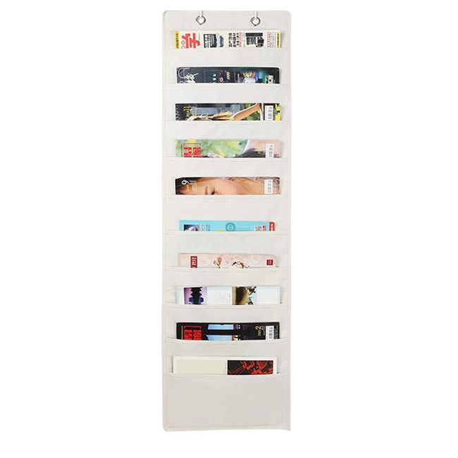 La dream Document Storage, Wall Pocket, 10 Pockets, A4, Fabric Door Hanger Pocket, Hanging, Large Capacity, Small Storage Bag, Books, Documents, Cartoon, Magazines, Documents, Envelopes, Picture Books, Organization, Home, Everyday Goods (White)