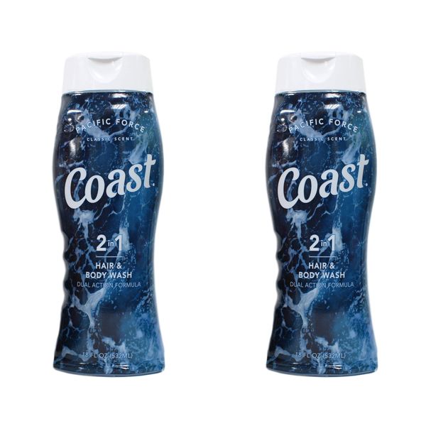 Coast Hair and Body Wash, Classic Scent, 2- 18 Fl Oz Bottles