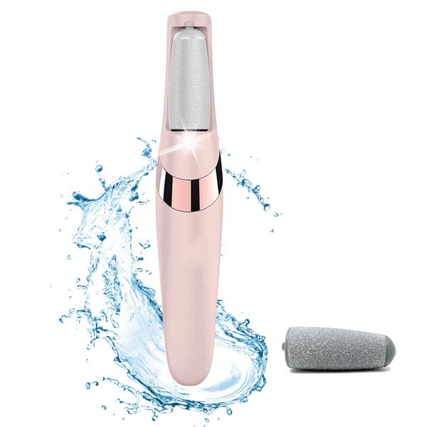 Electric Foot File, Electric Foot Callus Remover, USB Rechargeable Waterproof Hard Skin Remover Foot with 2 Rollers 2 Speed, LED Light, Professional Pedicure Tool for feet Cracked Heels (Pink)