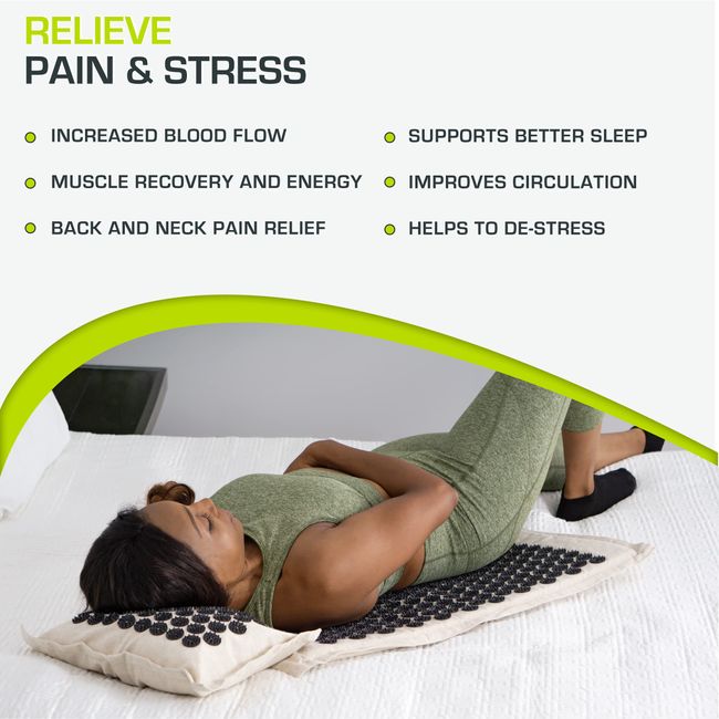ProsourceFit Acupressure Mat and Pillow Set for Back/Neck Pain Relief and  Muscle Relaxation
