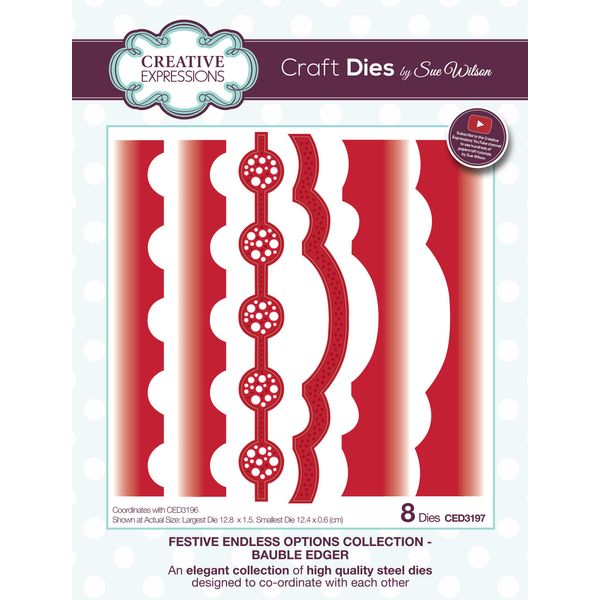 Sue Wilson - Festive Endless Options Bauble Edger - Craft Die Set, CED3197