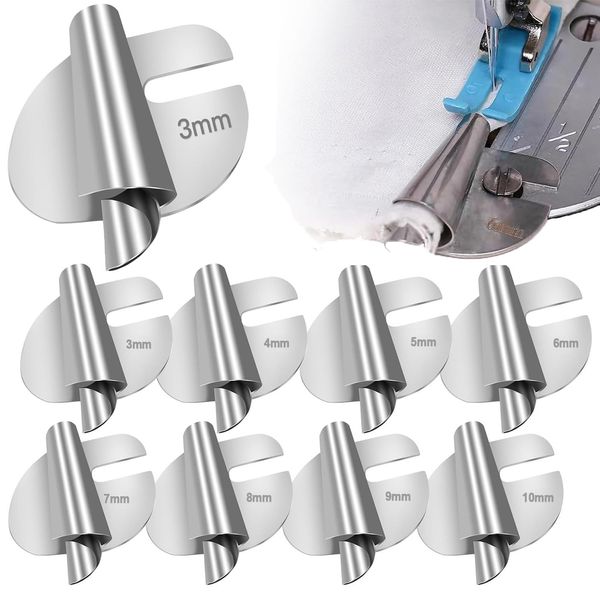 8Pcs Sewing Rolled Hemmer Foot, 3mm-10mm 8 Sizes Wide Rolled Hem Pressure Foot, Sewing Machine Presser Foot Hemmer Foot, Universal Presser Foot for Sewing Machine