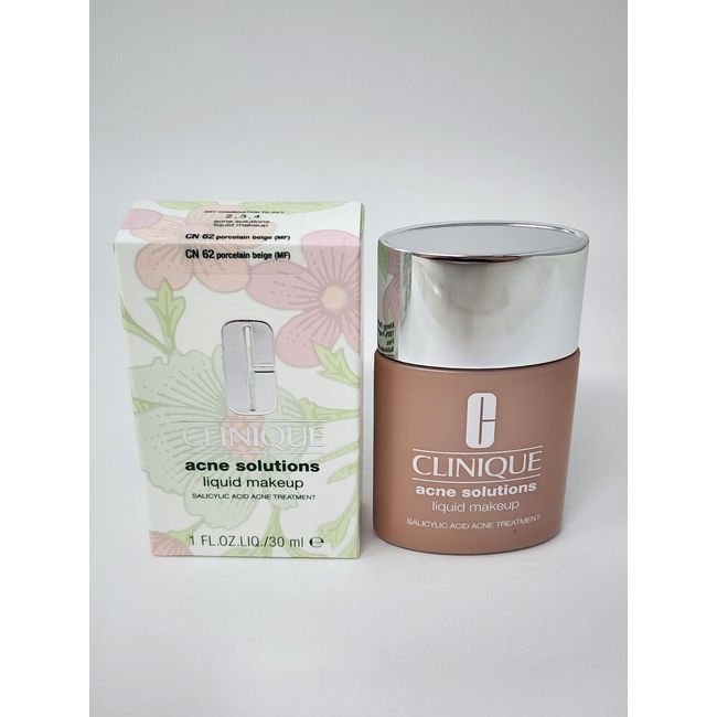 New Clinique Acne Solutions Liquid Makeup CN62 Porcelain Beige 30ml